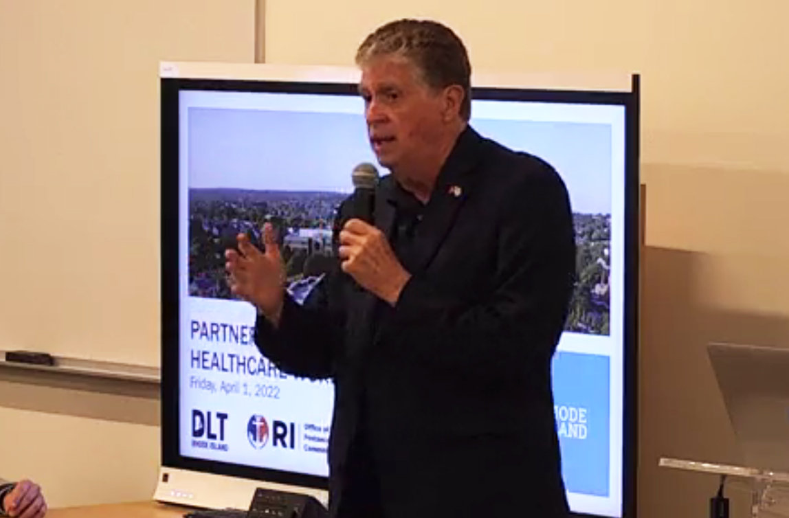 Gov. Dan McKee promoted his proposed FY 2023 budget proposal at the health care workforce summit held on April 1, in an appearance that was not posted on his daily public schedule.